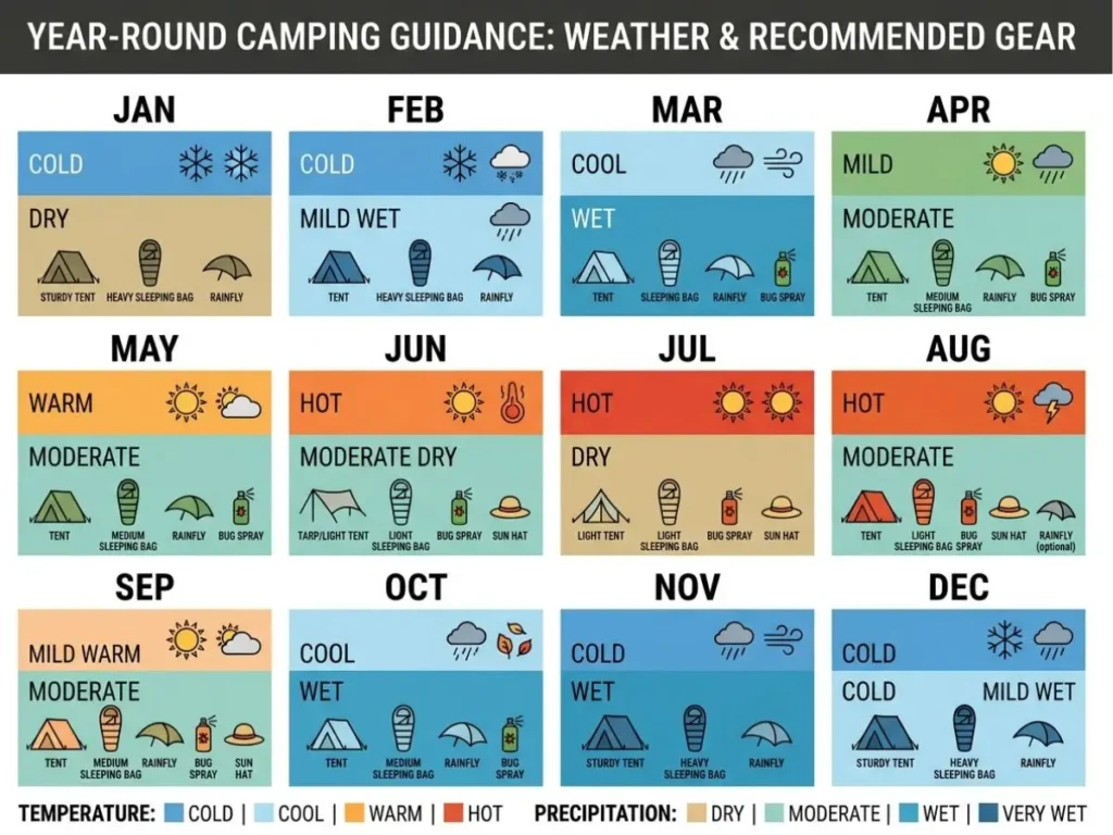 Camping weather by month