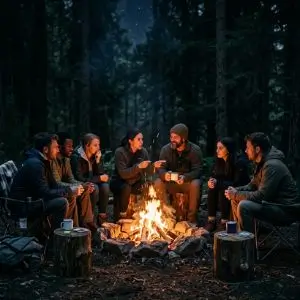 Campfire social game (Mafia/Werewolf vibe)