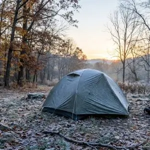 Late season camping with frost